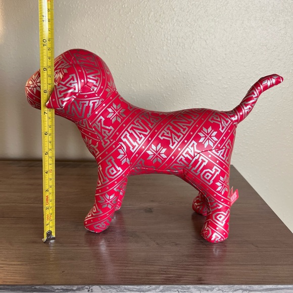 Victoria’s Secret PINK Holiday Dog Plush Large 10" Red Silver Snowflake 2015 - Picture 12 of 12